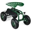 Costway Garden Cart Rolling Work Seat W/ Tool Tray Basket Green