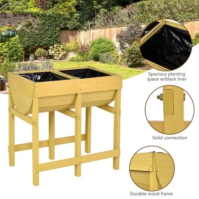 Costway Raised Wooden V Planter Elevated Vegetable Flower Bed Free Standing Planting With Liner 6 Costway Raised Wooden V Planter Elevated Vegetable Flower Bed Free Standing Planting With Liner - Image 6