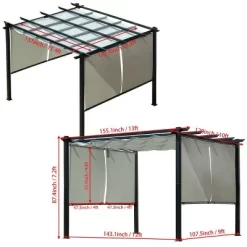 Aoodor 10 X 13 Ft Outdoor Pergola With Retractable Canopy, Aluminum Frame, 4 Pieces Patio Sun Shade Shelter For Backyard, Deck 12 Aoodor 10 X 13 Ft Outdoor Pergola With Retractable Canopy, Aluminum Frame, 4 Pieces Patio Sun Shade Shelter For Backyard, Deck -Quality Garden Outdoor Store GUEST 425ec05f d0a9 4c8d b10b 9dddd9fee013