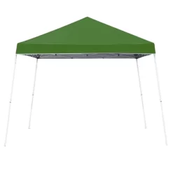 Z Shade 10x10 Foot Angled Leg Instant Shade Canopy Tent Portable Shelter, Green & Durable Plastic 5 Pound Canopy Tent Leg Weight Plates, Set Of 4