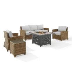 Bradenton 5pc Outdoor Wicker Conversation Set With Fire Table - Crosley -Quality Garden Outdoor Store GUEST 43d6a240 8422 4575 943d 76ab4475f0ae