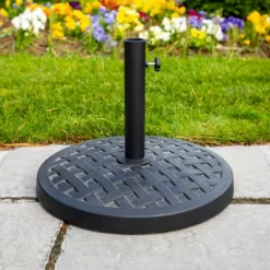 Rashida Round Lattice Weave Umbrella Stand - Saracina Home -Quality Garden Outdoor Store GUEST 441a417b d165 4a85 8050 b85d52c0231e