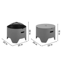 23" Outdoor Steel Round Wood Burning Fire Pit With Rain Cover & Accessories - Room & Joy -Quality Garden Outdoor Store GUEST 44221253 7bc0 42dd ab64 3d6e356b2269