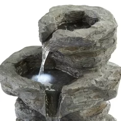 John Timberland Zen Outdoor Floor Water Fountain With Light LED 22" High 4 Tiered Cascading Rock For Yard Garden Patio Deck Home -Quality Garden Outdoor Store GUEST 44343faa 1438 42a3 966f b1b5880a664d