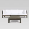 Brava 4pc Acacia Modular Sofa And Table Set - Gray/White - Christopher Knight Home