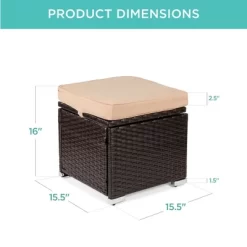 Best Choice Products Set Of 2 Wicker Ottomans, Multipurpose Furniture W/ Removable Cushions, Steel Frame -Quality Garden Outdoor Store GUEST 45cb82a5 c3f8 4a2d 85d7 3919ae8247ed
