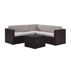 Palm Harbor 6pc Outdoor Wicker Sectional Set - Gray - Crosley -Quality Garden Outdoor Store GUEST 460b1167 5722 445f ae59 2e99d5068257