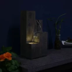 Sunnydaze Decor Sunnydaze Indoor Home Office Polyresin Faux Wooden Tiered Columns Tabletop Fountain With LED Lights - 13" -Quality Garden Outdoor Store GUEST 46239146 9b8c 4b8e bb6c dbc4c1d5cc24