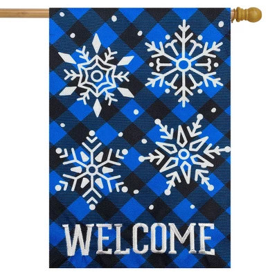 Checkered Snowflakes Burlap Winter House Flag Welcome 28" X 40" Briarwood Lane 1 Checkered Snowflakes Burlap Winter House Flag Welcome 28" X 40" Briarwood Lane