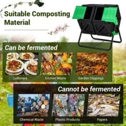Costway Dual Chamber Compost Tumbler Outdoor Rotating Chamber Compost Bin 34.5 Gallon -Quality Garden Outdoor Store GUEST 46dc3740 5b6b 4de1 a003 ffa3e3614dc5