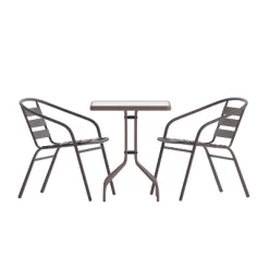 Flash Furniture Lila 23.5'' Square Glass Metal Table With 2 Metal Aluminum Slat Stack Chairs 25 Flash Furniture Lila 23.5'' Square Glass Metal Table With 2 Metal Aluminum Slat Stack Chairs -Quality Garden Outdoor Store GUEST 47995460 7dae 4a35 a2f0 92a34a022bc7