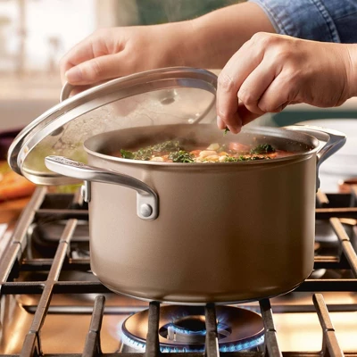 Anolon Ascend 4qt Hard Anodized Nonstick Saucepot With Lid Bronze 7 Anolon Ascend 4qt Hard Anodized Nonstick Saucepot With Lid Bronze - Image 7