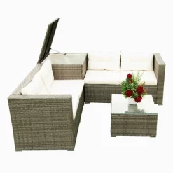 4pc Wicker Patio Seating Set With Cushions - Gray/Beige - GODEER 20 4pc Wicker Patio Seating Set With Cushions - Gray/Beige - GODEER -Quality Garden Outdoor Store GUEST 4870d8dd bd7d 4e50 8830 41bf90fbe4c2 1