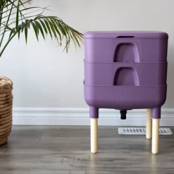 FCMP Outdoor Essential Living 6 Gallon UV Protected Plastic Worm Composter Bin Storage Container Box With 2 Trays For Garden And Home, Plum -Quality Garden Outdoor Store GUEST 49443926 5b44 4d61 b8cf ac7b689005dc