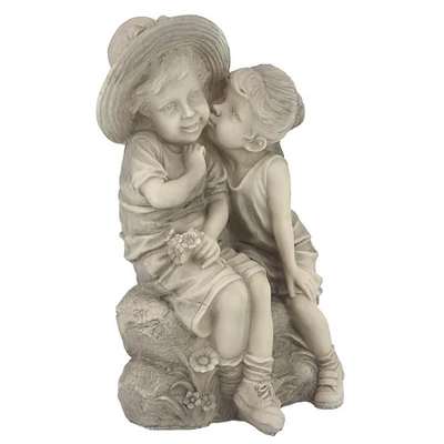 Design Toscano Kissing Kids Boy And Girl Statue 2 Design Toscano Kissing Kids Boy And Girl Statue - Image 2