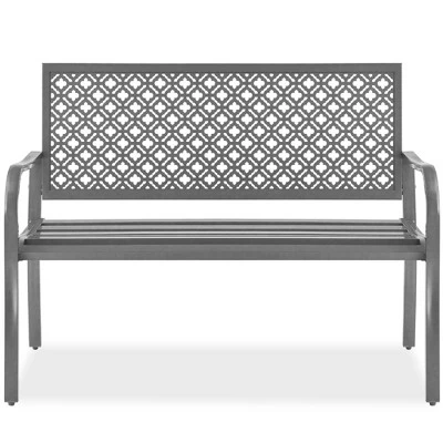Best Choice Products Indoor Outdoor Steel Garden Bench W/ Geometric Backrest, Foot Levelers 10 Best Choice Products Indoor Outdoor Steel Garden Bench W/ Geometric Backrest, Foot Levelers - Image 10