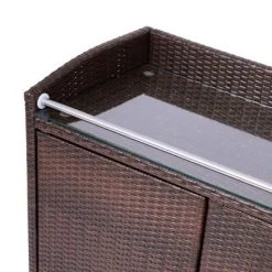 Teamson Home 39.5" Veronica Rolling Outdoor PE Rattan Bar Cart With Storage, Brown -Quality Garden Outdoor Store GUEST 4a58676f d243 4d13 9896 72340c336009