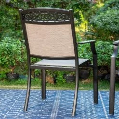 5pc Outdoor Dining Set With Sling Chairs & Metal Round Table With Umbrella Hole - Black - Captiva Designs -Quality Garden Outdoor Store GUEST 4a77c5ed 2711 40c7 8129 a8f67812de81