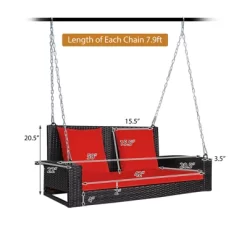 Tangkula Outdoor Wicker Porch Swing Bench 2-Person Patio Rattan Swing Chair W/ Soft Cushions White/Turquoise/Red/Black -Quality Garden Outdoor Store GUEST 4c5e2805 04b1 4dff 9429 244ca64514e7