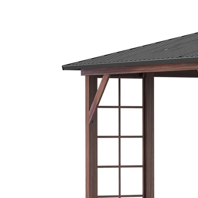 Outsunny 10' X 12' Hardtop Gazebo, Metal Roof Gazebo Canopy With Wood Grain Metal Frame For Garden, Patio, Backyard, Deck, Porch 5 Outsunny 10' X 12' Hardtop Gazebo, Metal Roof Gazebo Canopy With Wood Grain Metal Frame For Garden, Patio, Backyard, Deck, Porch - Image 5