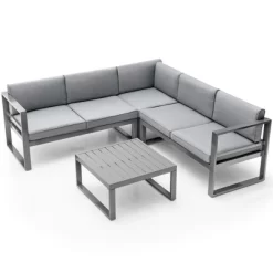 Costway 4PCS Patio Furniture Set Aluminum Frame Loveseat Coffee Table Cushions Deck Grey 12 Costway 4PCS Patio Furniture Set Aluminum Frame Loveseat Coffee Table Cushions Deck Grey -Quality Garden Outdoor Store GUEST 4c8a44f4 2150 43e0 9605 6cb5eeacdbb5