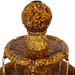 Sunnydaze Decor Sunnydaze 43"H Electric Ceramic 3-Tier Floral Motif Outdoor Water Fountain With LED Lights -Quality Garden Outdoor Store GUEST 4cb3cb14 dad6 47f3 b82c e061f336d325