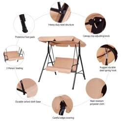 Costway Loveseat Patio Canopy Swing Glider Hammock Cushioned Steel Frame Outdoor -Quality Garden Outdoor Store GUEST 4cce2e52 e269 4828 9c40 5a4e8547eaec