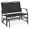 Costway Patio Glider Rocking Bench Double 2 Person Chair Loveseat Garden GreyBlack