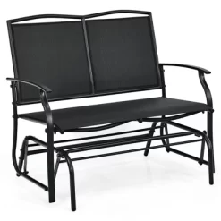 Costway Patio Glider Rocking Bench Double 2 Person Chair Loveseat Garden GreyBlack