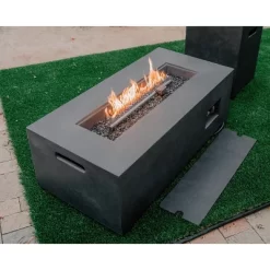 Kante 42" Rectangular Concrete & Metal Outdoor Propane Gas Modern Smokeless Fire Pit Table - Charcoal - Rosemead Home & Garden, Inc. -Quality Garden Outdoor Store GUEST 4d813e2d e552 4f00 a702 b85519d9051d