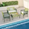 Costway 4PCS/8PCS Patio Round Wicker Conversation Set With Cushions Tempered Glass Side Table