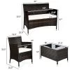 Tangkula 4-Piece Patio Rattan Wicker Conversation Furniture Set Sofa Chair Table Set