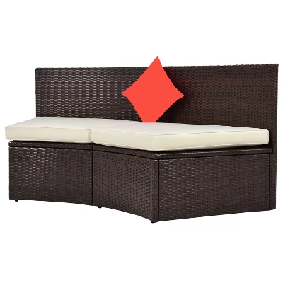 4pc Wicker Half-Moon Patio Set With Cushions - Brown/Beige - GODEER 16 4pc Wicker Half-Moon Patio Set With Cushions - Brown/Beige - GODEER - Image 16