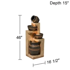 John Timberland Stoneware Bowl And Jar Rustic Cascading Outdoor Floor Water Fountain With LED Light 46" For Yard Garden Patio Home Deck Porch Exterior -Quality Garden Outdoor Store GUEST 4e6ab444 b278 4509 b133 59c11e4f0d1d