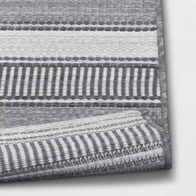 7'x10' Striped Rectangular Woven Outdoor Area Rug Charcoal Gray/Ivory - Threshold™ 3 7'x10' Striped Rectangular Woven Outdoor Area Rug Charcoal Gray/Ivory - Threshold™ - Image 3