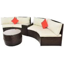 4pc Wicker Half-Moon Patio Set With Cushions - Brown/Beige - GODEER 35 4pc Wicker Half-Moon Patio Set With Cushions - Brown/Beige - GODEER -Quality Garden Outdoor Store GUEST 4efb7264 2909 4e62 b1b3 8b348feb36f9