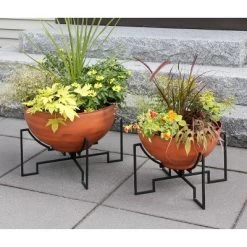 ACHLA Designs 15.25" X 20" Galvanized Steel Planter Bowl With Black Wrought Iron Plant Stand Burnt Sienna -Quality Garden Outdoor Store GUEST 4f5ce26e 2ffc 40b5 8e0e 7c8633f37597