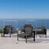 Cape Coral Set Of 4 Aluminum Club Chair - Gray/Dark Gray - Christopher Knight Home