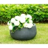 Rosemead Home & Garden, Inc. 16" Wide Kante Lightweight Concrete Outdoor Bowl Planter Pot Charcoal Black