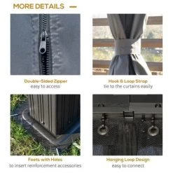 Outsunny Patio Gazebo 10' X 12', Netting & Curtains, 2 Tier Double Vented Steel Roof, Hardtop, Ceiling Hooks, Rust Proof Aluminum, Gray 8 Outsunny Patio Gazebo 10' X 12', Netting & Curtains, 2 Tier Double Vented Steel Roof, Hardtop, Ceiling Hooks, Rust Proof Aluminum, Gray -Quality Garden Outdoor Store GUEST 511db77f 5505 413d a209 2a983e6134e4