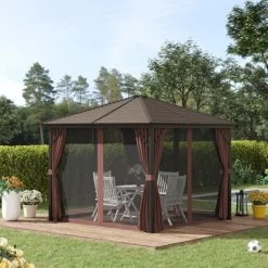 Outsunny 10x10 Hardtop Gazebo With Aluminum Frame, Permanent Metal