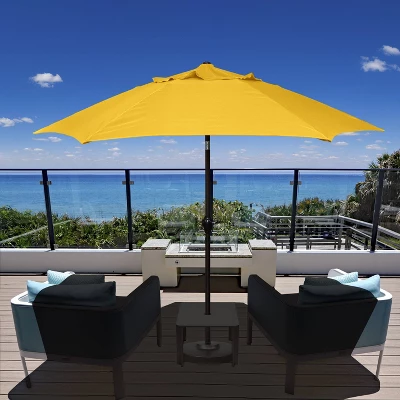 9' X 9' Aluminum Market Patio Umbrella With Crank Lift And Push Button Tilt Yellow - Astella 3 9' X 9' Aluminum Market Patio Umbrella With Crank Lift And Push Button Tilt Yellow - Astella - Image 3