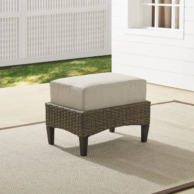 Rockport Outdoor Ottoman - Oatmeal/Light Brown - Crosley 1 Rockport Outdoor Ottoman - Oatmeal/Light Brown - Crosley