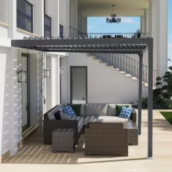 Aoodor Outdoor Louvered Pergola Adjustable Louvered Sloping Roof Wall-Mounted Pergola 20 Aoodor Outdoor Louvered Pergola Adjustable Louvered Sloping Roof Wall-Mounted Pergola -Quality Garden Outdoor Store GUEST 5194cab5 dffe 4678 becd 7c1cc371abd9