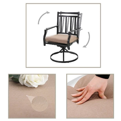 7pc Patio Dining Set With Rectangle Table With 2.6" Umbrella Hole & 360 Swivel Cushioned Arm Chairs - Captiva Designs 6 7pc Patio Dining Set With Rectangle Table With 2.6" Umbrella Hole & 360 Swivel Cushioned Arm Chairs - Captiva Designs - Image 6