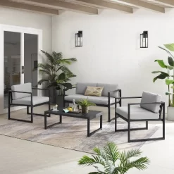 Hamilton Outdoor Metal 4 Piece Conversation Set - Matte Black - Crosley 20 Hamilton Outdoor Metal 4 Piece Conversation Set - Matte Black - Crosley -Quality Garden Outdoor Store GUEST 51ffee33 6c23 4411 a435 a4752894f6c1