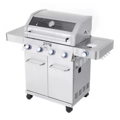 4-Burner Propane Stainless Steel Gas Grill With ClearView Lid Model 41847NG - Monument Grills