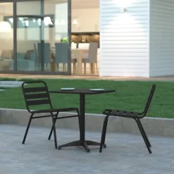 Emma And Oliver 23.5'' Square Aluminum Indoor-Outdoor Table With Base