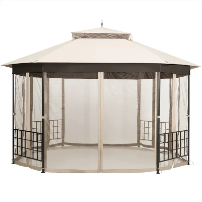 Tangkula 10'x 12'Octagonal Canopy Tent Patio Gazebo Canopy Shelter W/ Mosquito Netting 3 Tangkula 10'x 12'Octagonal Canopy Tent Patio Gazebo Canopy Shelter W/ Mosquito Netting - Image 3