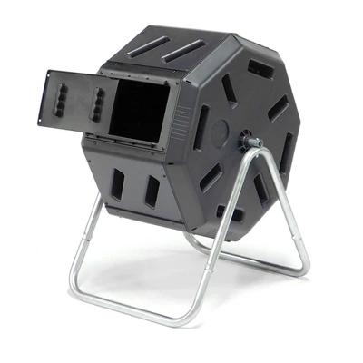 FCMP Outdoor Lawn & Garden 22.5 Gallon Plastic Tumbling Composter Rotating Yard Waste Bin With Aeration Holes, Black 3 FCMP Outdoor Lawn & Garden 22.5 Gallon Plastic Tumbling Composter Rotating Yard Waste Bin With Aeration Holes, Black - Image 3